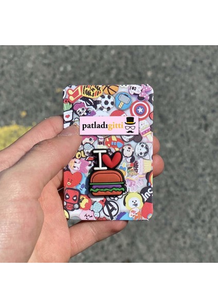 I Love Hamburger Tasarımlı Terlik Süsü