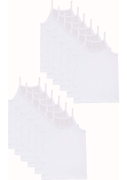 12LI Kız Çocuk Ip Askılı Papatya Yaka Atlet Pamuklu Fanila