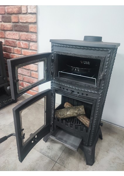 Flame Stove FS-054 Majör Lüx 3 Camlı Kuzineli Döküm Soba