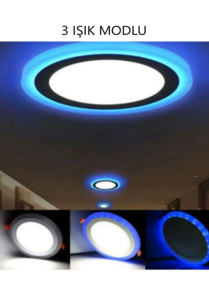 Çift Renk Gece Lambalı Tavana Sıfır LED Plofenyer Spot Armatür Avize Aplik Sarı+Maviı Şık