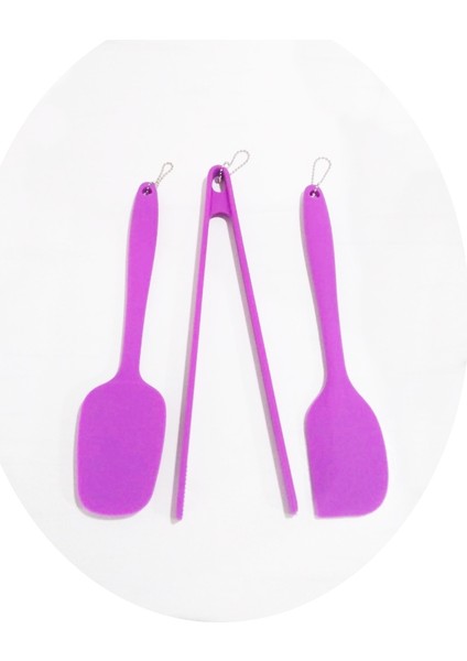 Silikon 3'lü Spatula-Maşa Set