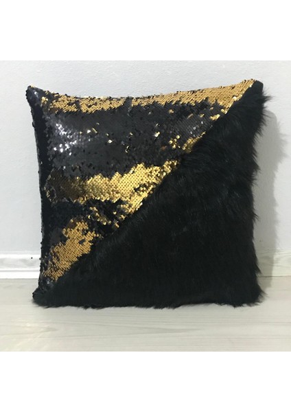 Pullu Peluş Dekoratif Üçgen Kırlent Kılıfı