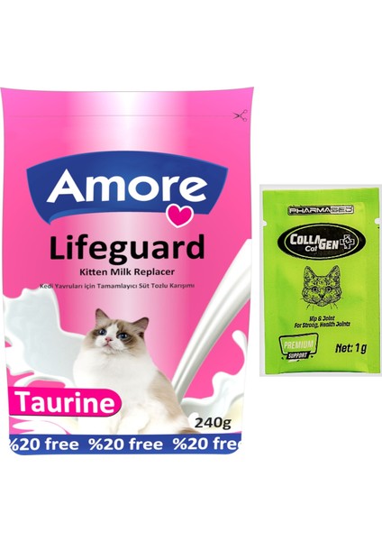 Lifeguard Yavru Kedi Süt Tozu 240 gr ve Kedi Prebiyotik 3 x 1 gr ve Kolajen 3 x 1 gr