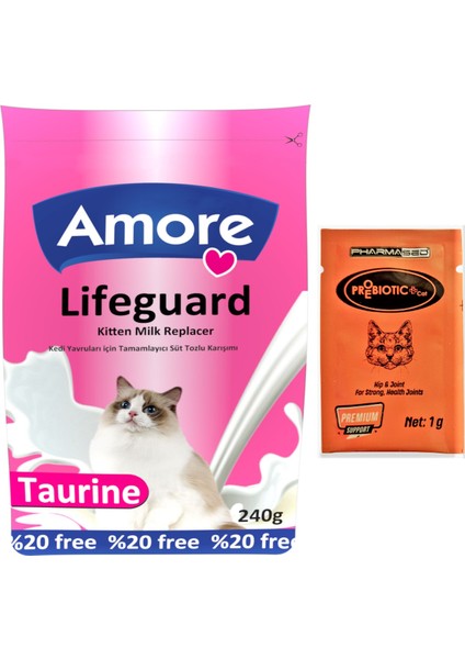 Lifeguard Yavru Kedi Süt Tozu 240 gr ve Kedi Prebiyotik 3 x 1 gr ve Kolajen 3 x 1 gr