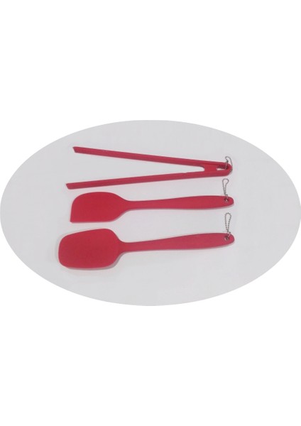 Silikon Büyük Boy 3'lü Spatula-Maşa Set