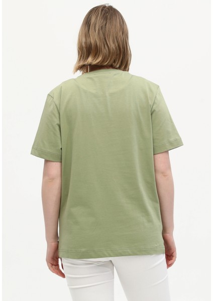 Pamuk Palmiye Cep Detaylı Baskılı Basic Bisiklet Yaka Örme T-Shirt