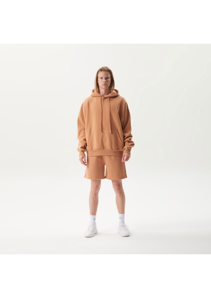Kapüşonlu Kanguru Cepli Kahverengi Unisex Sweatshirt