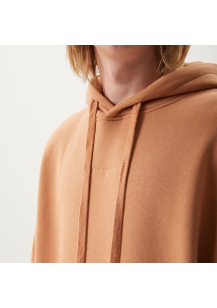 Kapüşonlu Kanguru Cepli Kahverengi Unisex Sweatshirt