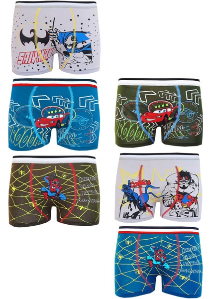 6lı Erkek Çocuk Karakterli Boxer Pamuklu Renkli Ekonomik Rahat modelleri