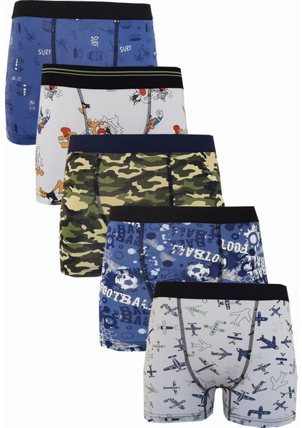5li Erkek Çocuk Desenli Boxer Neşeli Ekonomik Pamuklu Paçalı Don modelleri