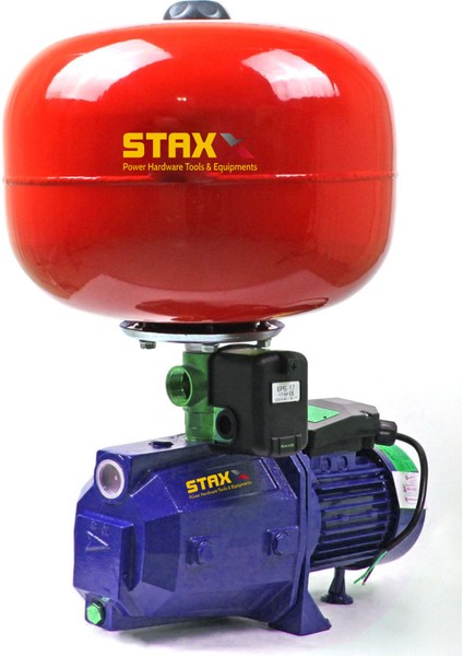 Staxx Power Bakır Sargı QPJ100 24LT Tanklı Santrifüj Otomatik Hidrofor 4 Daire Paket Hidrofor Pompa Seti 0.50 Hp