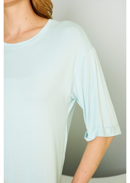 Kadın Bisiklet Yırtmaçlı Basic Tişört fırsatları