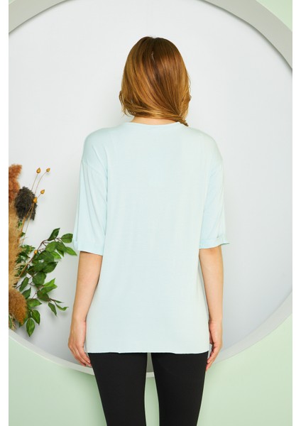 Kadın Bisiklet Yırtmaçlı Basic Tişört indirimleri