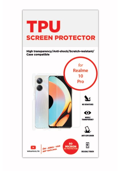 Realme 10 Pro Full Kaplama Ön Arka ve Yanlar 360 Derece Tam Kapatan Hd Film