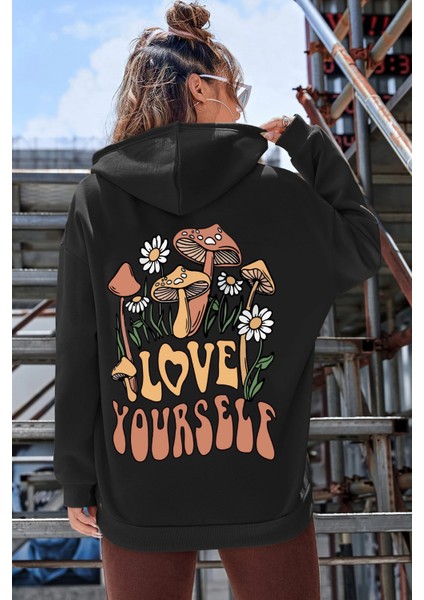 Unisex Oversize Love Yourself Baskılı Sweatshirt