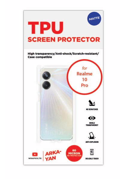 Realme 10 Pro Mat Arka ve Yan Kaplama Tam Kapatan Hd Film fiyatları