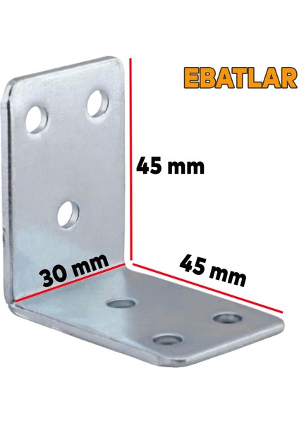 Mobilya Dolap Köşe Bağlantı Sabitleme L Demir Köşebent Gönye 45X45X30 mm (10 Adet)