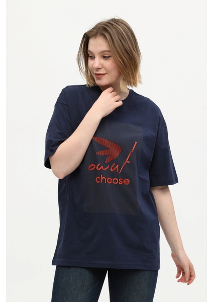 Pamuk Baskılı Basic Bisiklet Yaka Örme T-Shirt