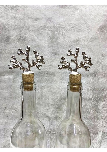 Gümüş Mercan Mantar Tıpalı Şeffaf Cam Şişe Siyah Etiket ve Stant 750 ml fiyatları