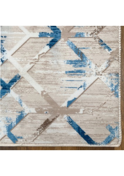 Yıkanabilir Kaymaz Taban Kesme Yolluk Halı Desen 1026 Krem 100 x 675 cm