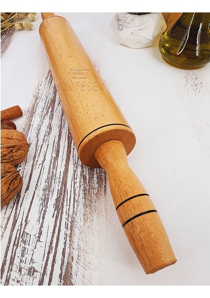 Ahşap Merdane Oklava Hamur Açma Dönerli 5 x 48 cm