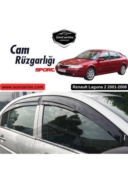 ŞüsCarOto Aksesuar Renault Laguna 2 2001-2008 Uyumlu Mugen Cam Rüzgarlığı Seti Piano Black 4'lü