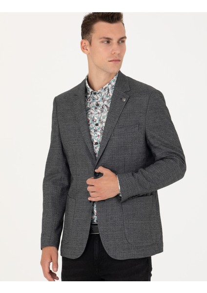 Pierre Cardin Füme Slim Fit Keten Karışımlı Blazer Ceket 50277318-VR058