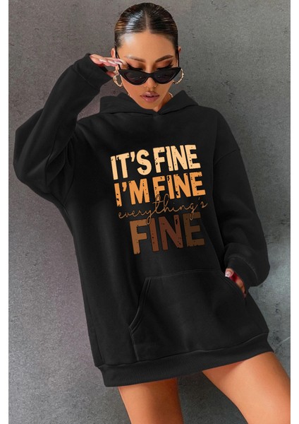 Unisex Oversize Fine Baskılı Sweatshirt