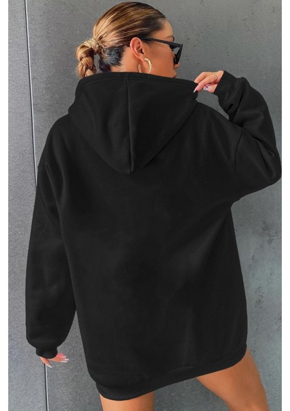 Unisex Oversize Fine Baskılı Sweatshirt