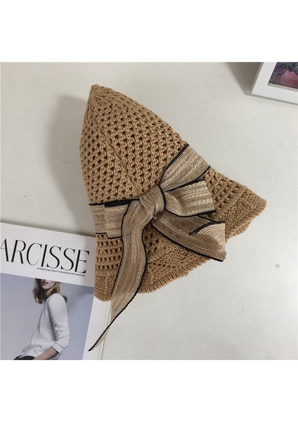 Eva Örme Nefes Alabilir Bowknot Katlanabilir Güneş Koruyucu Büyük Kötü Güneş Şapkası - Haki (Yurt Dışından) fırsatları