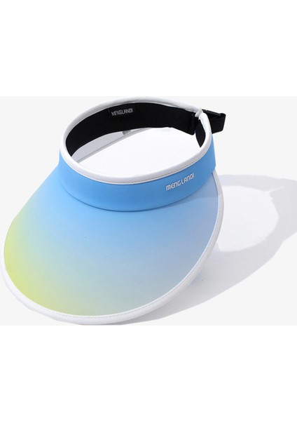 Eva Ayarlanabilir Pamuk Güneş Koruma Vizörü Üst Boş Güneş Kremi Şapkası - Mavi Sarı (Yurt Dışından)