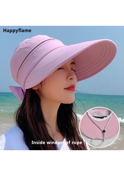 Eva Summer Big Brim Women Boş Top Şapka ile Yaz Çıkarılabilir Kap - Mor (Yurt Dışından)