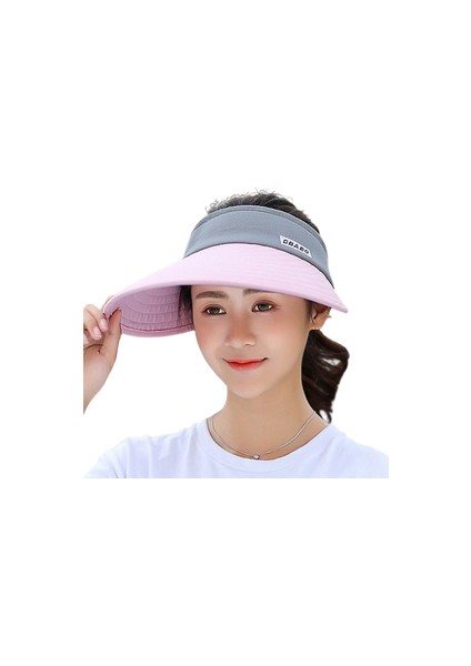 Eva Ayarlanabilir Uv Koruması Geniş Ağzı Boş Üst Güneş Dişi Vizör Şapkası - Pembe (Yurt Dışından)
