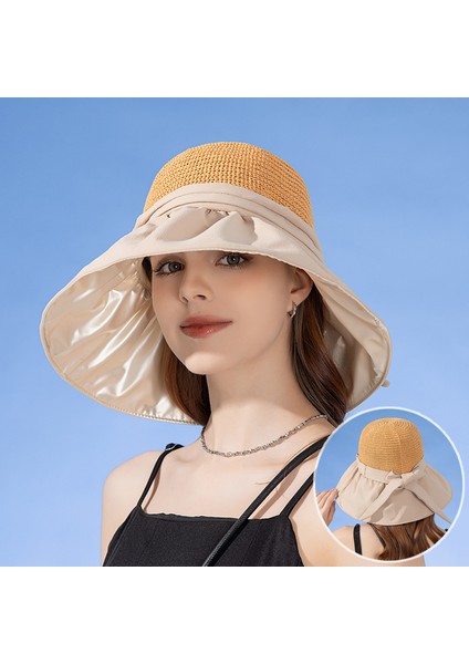 Eva Mesh Eklenmiş 12 cm Büyük Ağzına Kadar Güneş Şapkası Gündelik Yay Üst Şapka - Haki (Yurt Dışından) fiyatları