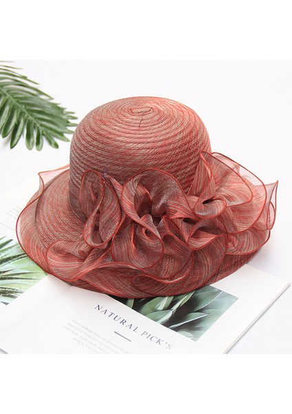 Eva Ougansha Büyük Jant Havzası Şapkası Katlanabilir Plaj Güneş Şapkası - Şarap Kırmızısı (Yurt Dışından) fiyatları