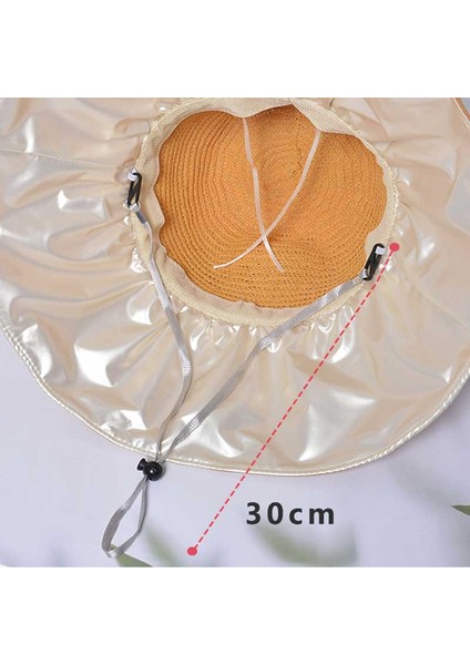 Eva Mesh Eklenmiş 12 cm Büyük Ağzına Kadar Güneş Şapkası Gündelik Yay Üst Şapka - Turuncu (Yurt Dışından)