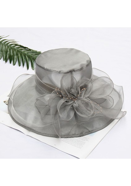 Eva Çiçek Örgü Güneş Şapka Plaj Güneş Koruma Büyük Ağzı Kadın Organze Şapka - Gri (Yurt Dışından) fiyatları