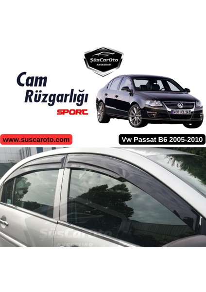 ŞüsCarOto Aksesuar Vw Passat B6 2005-2010 Uyumlu Mugen Cam Rüzgarlığı Seti Piano Black 4'lü