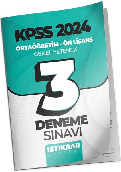 Istikrar Akademi Kpss 2024 Ortaöğretim Ön Lisans Genel Yetenek Matematik - Türkçe 3 Deneme Sınavı