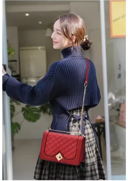 Abiye Çanta Zincir Askılı Kapitone Tote (Yurt Dışından)