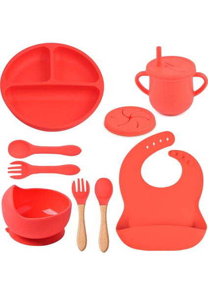 6 Parça Bebek Tabak Seti, Çatal Bıçak Takımı Ve Silikon Önlükler (Yurt Dışından)