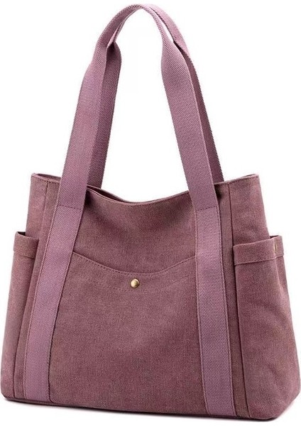 Yeni Kanvas Çanta Basit Omuz Çantası Büyük Kapasiteli Bilgisayar Çantası Tote Çanta Gri (Yurt Dışından)