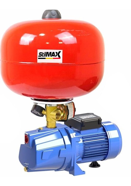 Bakır Sargı STL10T 24LT Tanklı Santrifüj Otomatik Hidrofor 4 Daire Paket Hidrofor Pompa Seti 1 Hp