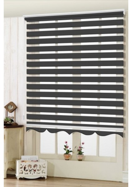 Modern Soft Bambu Zebra Perde Alüminyum Kasalı - Siyah