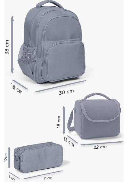 Kids Lacivert Mavi Gemi Desenli 3'lü Okul Çanta Seti SET0114416