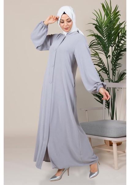 Düğme Espirili Gri Ferace 3712 modelleri