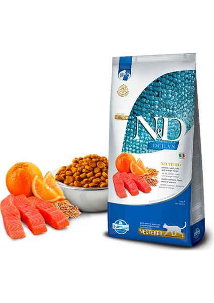 Ocean Düşük Tahıllı Kısırlaştırılmış Somonlu ve Portakallı Yetişkin Kedi Maması 10 kg