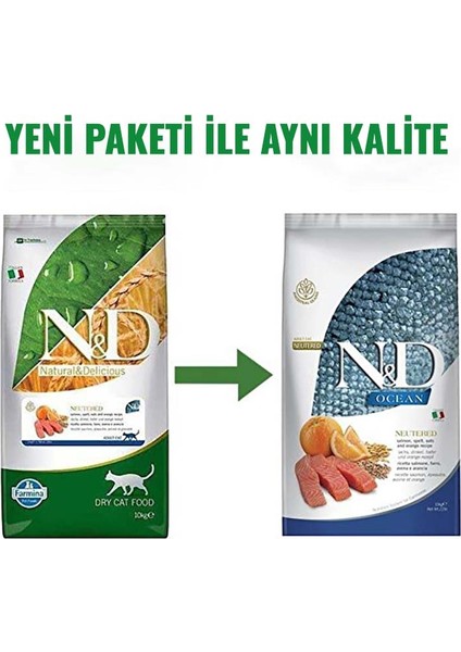 Ocean Düşük Tahıllı Kısırlaştırılmış Somonlu ve Portakallı Yetişkin Kedi Maması 10 kg