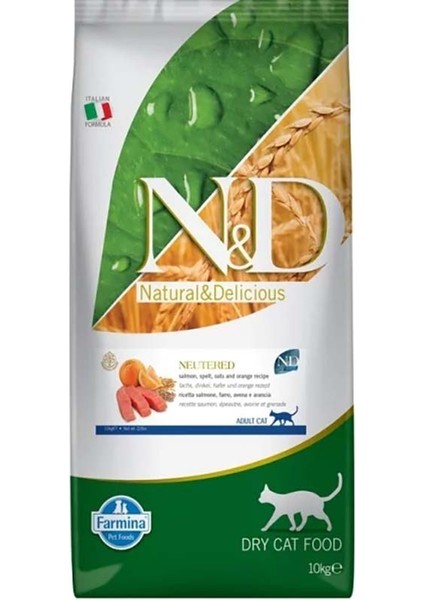 Ocean Düşük Tahıllı Kısırlaştırılmış Somonlu ve Portakallı Yetişkin Kedi Maması 10 kg