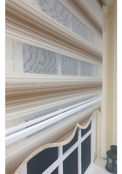 Modern Dekoratif Degrade Pliseli Zebra Stor Perde Alüminyum Kasalı - Açık Kahve modelleri